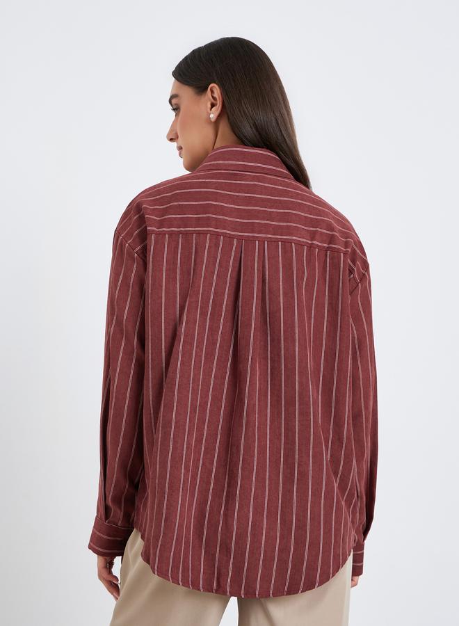 ستايلي بلوزة مخططة بأكمام طويلة وقَصَّة واسعة - Image 5